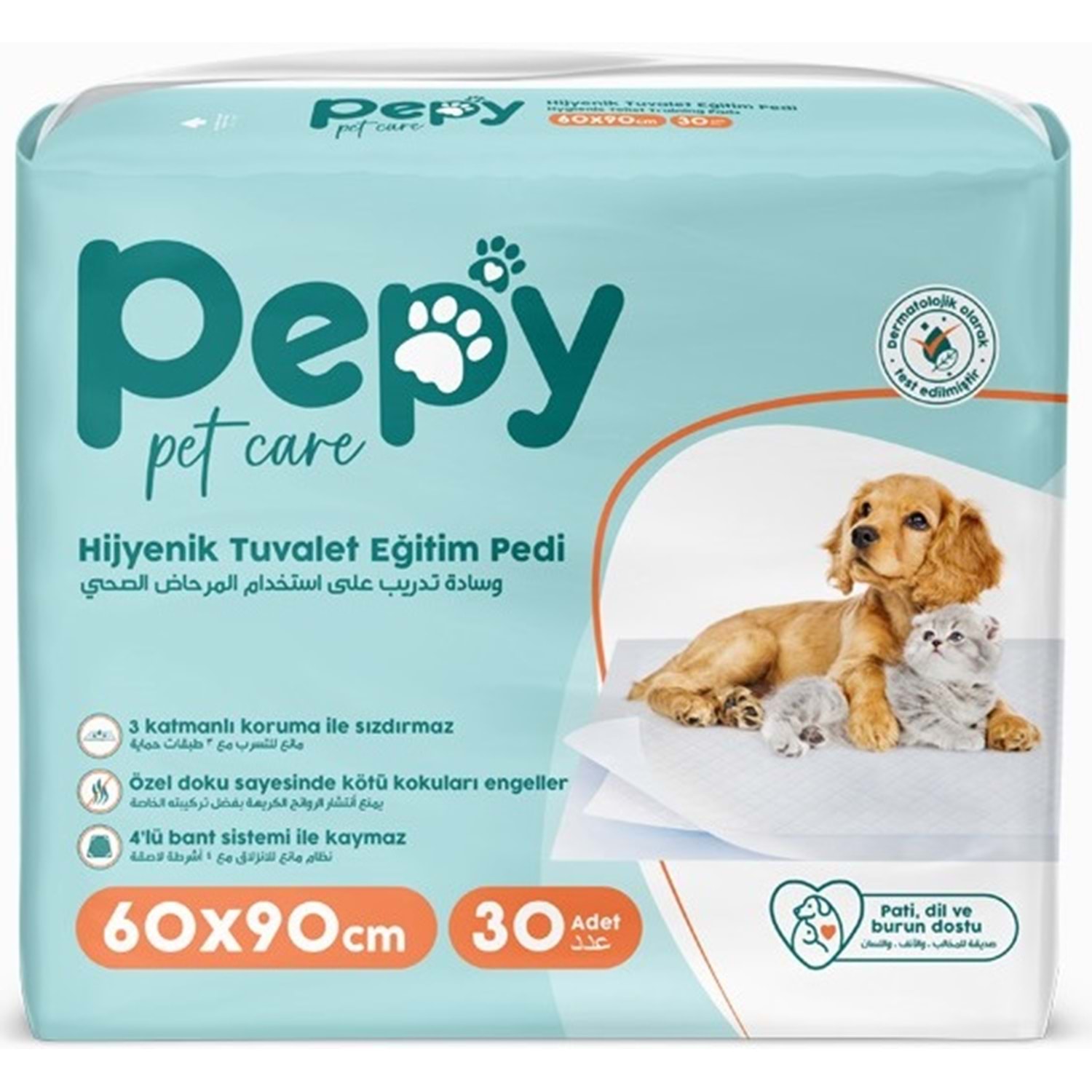 resim-minik-1500x1500-thumb-8680131207404-jpg.jpg Pepy Evcil Hayvan Tuvalet Eğitim Pedi 60*90CM 30 Adet - Görsel 1