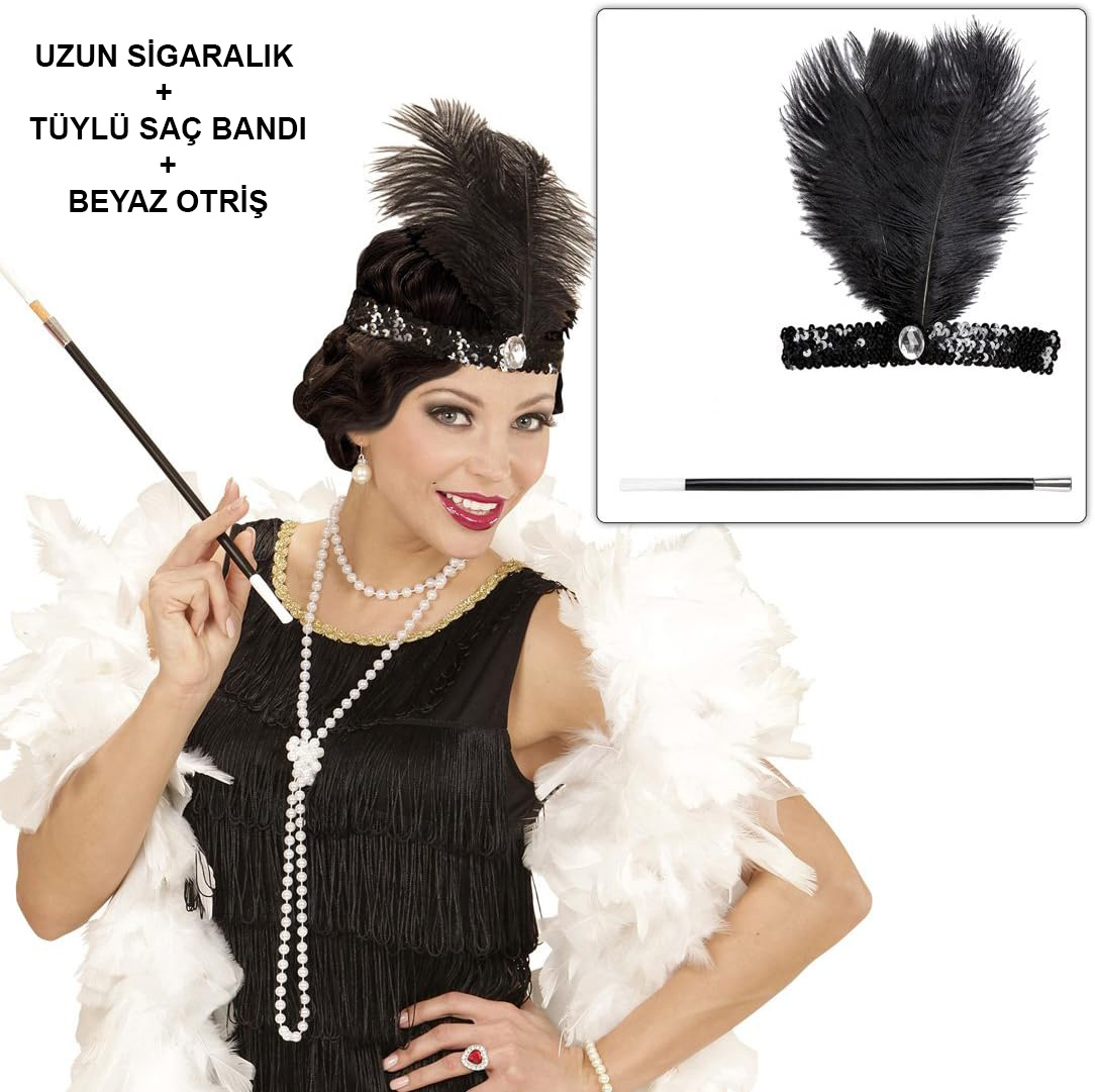 retro-charliston-aksesuar-seti-20-39-ler-90-39-lar-gatsby-resim-5052.jpg Retro Charliston Beyaz Otrişli Aksesuar Seti 20'ler 90'lar Gatsby Kostüm Seti - Görsel 1