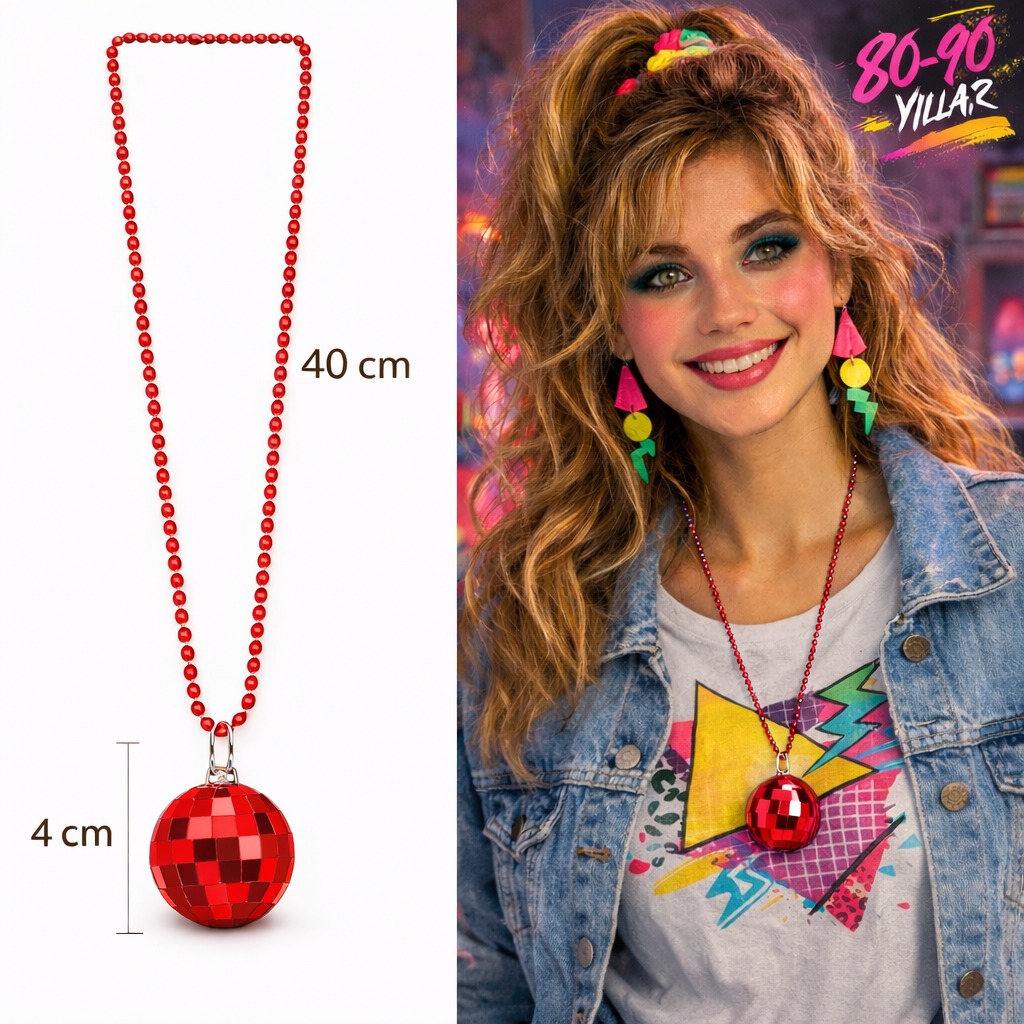 retro-disko-topu-sekilli-80-39-ler-90-39-lar-kirmizi-renk-plas-resim-5440.jpg Retro Disko Topu Şekilli 80'ler 90'lar Kırmızı Renk Plastik Kolye - Görsel 1