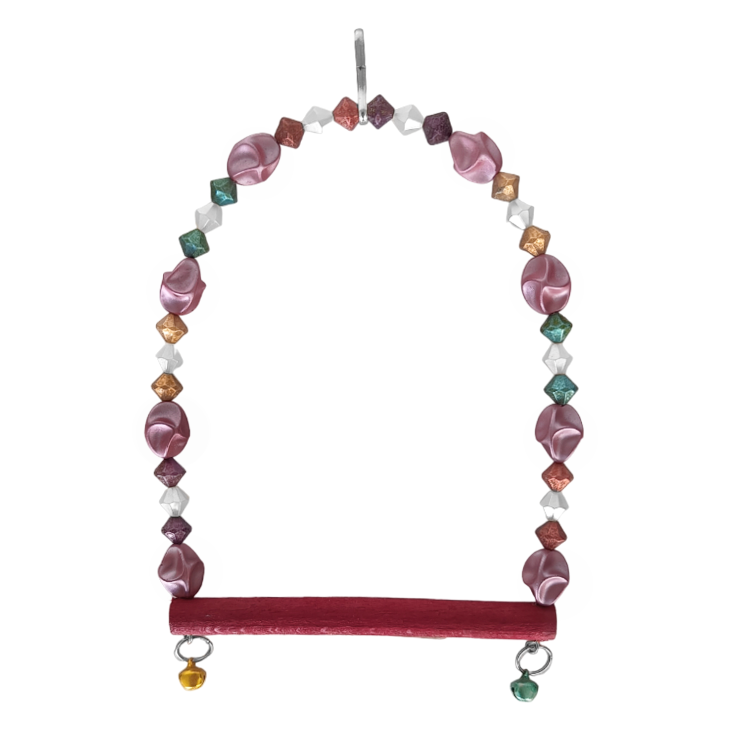 salincak-2-png.png Boncuklu Ve Tünekli Kuş Salıncağı 10 cm-14 cm Bordo - Görsel 1