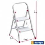 Saraylı Pratik Metal Merdiven - 2 Basamaklı (Beyaz) - Görsel 2