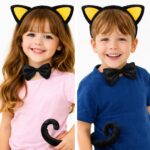 Sarı Kulaklı Kedi Kostüm Seti  Taç Papyon Kuyruk 3 Parça - Görsel 2