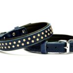 Konforlu Deri  Kristal Taşlı Köpek Boyun Tasması 2 x 32-39 cm Mavi