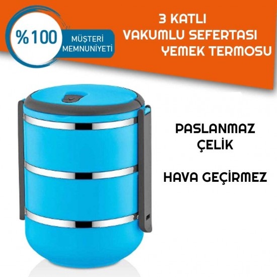 sefer-tas-4338-1.jpg Sefer Tası Yemek Termosu Saklama Kabı Termosu 3lü - Mavi - Görsel 1
