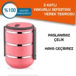 3'lü Paslanmaz Çelik Sefer Tası ve Yemek Termosu - 2.1 L