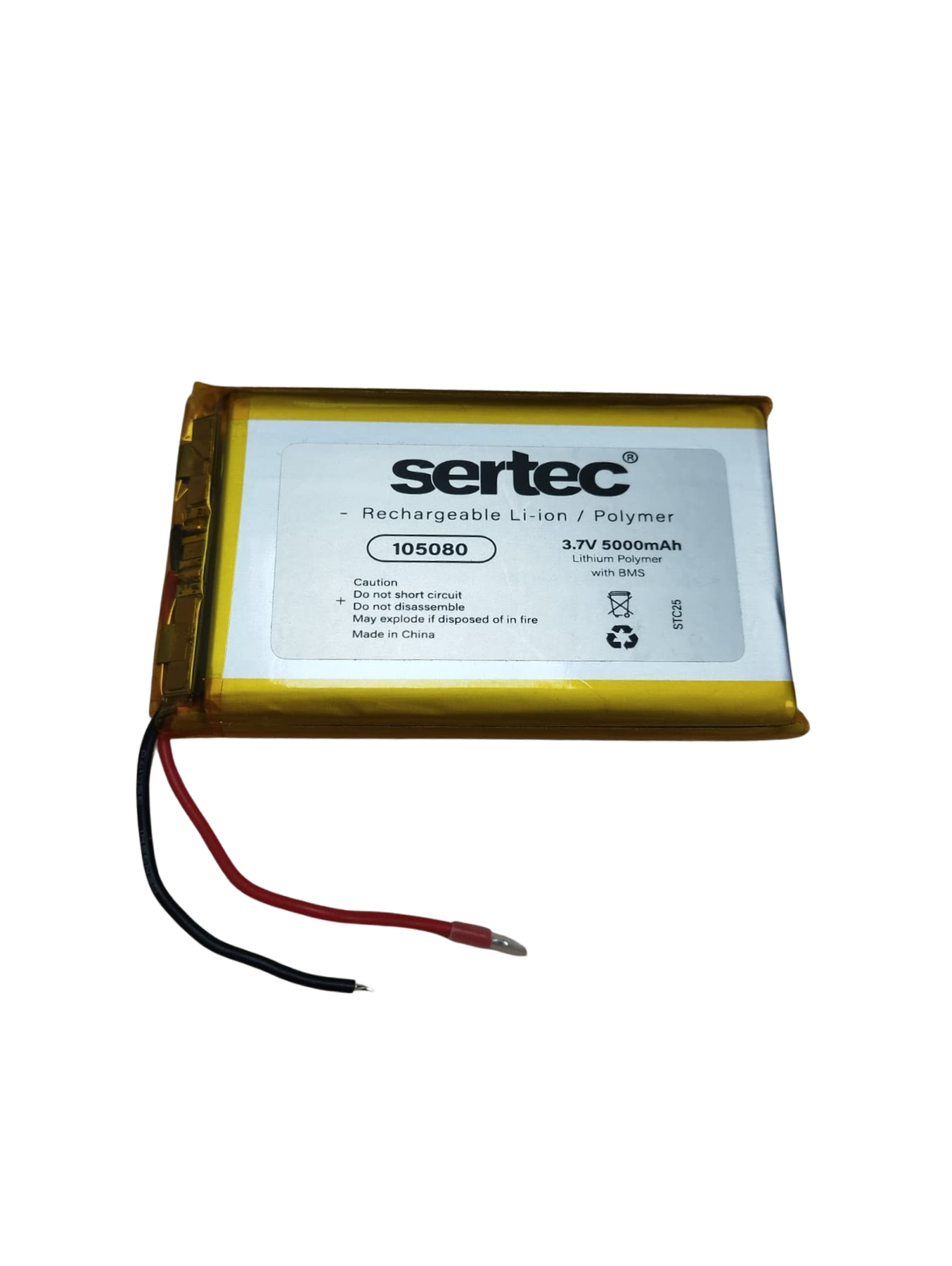 sertec-105080-3-7v-5000-mah-li-10013-1.png Sertec 105080 3.7V 5000 mAh Koruma Devreli Li-Po Pil - Görsel 1