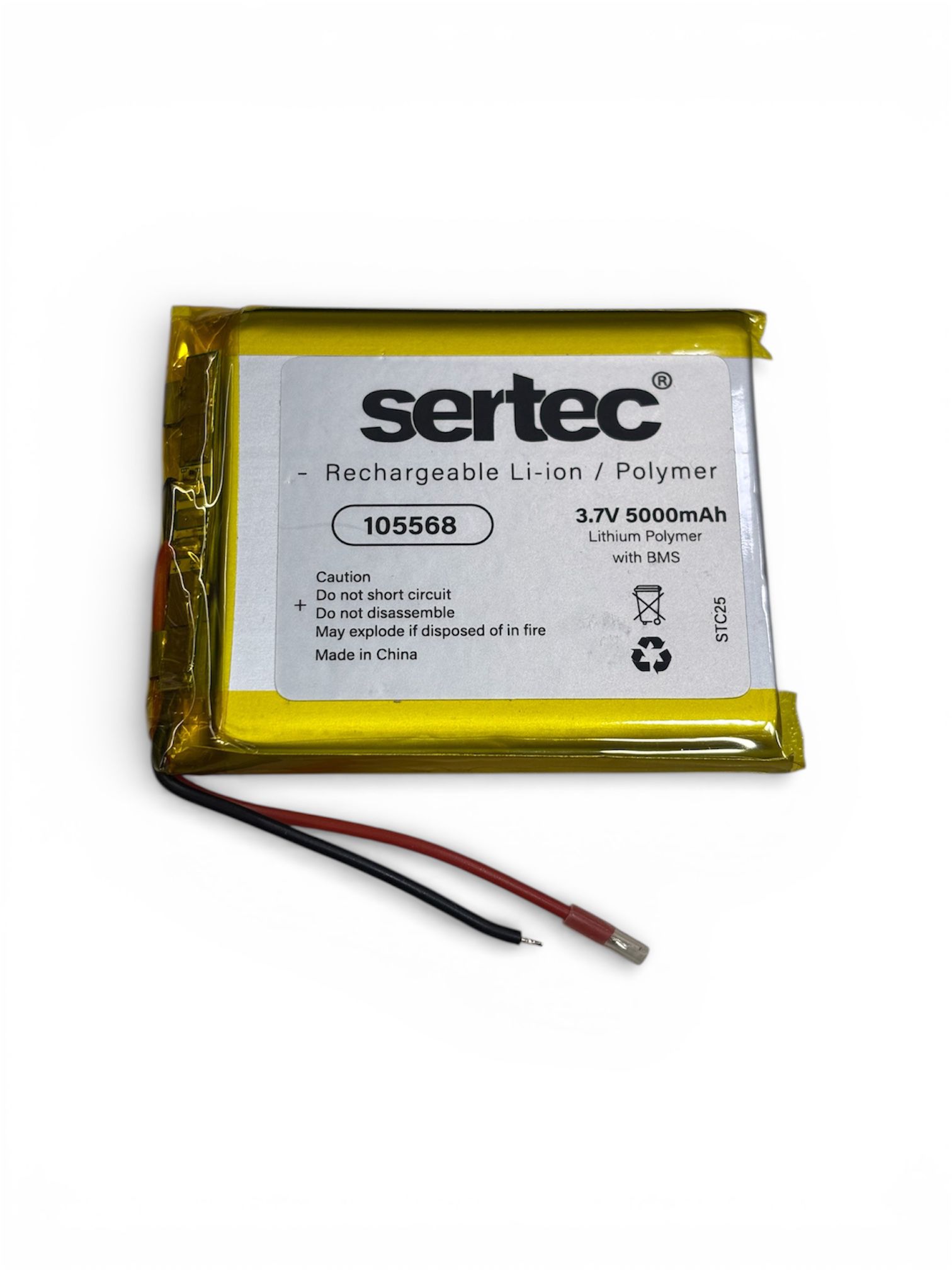 sertec-105568-3-7v-5000-mah-li-18059-1.jpg Sertec 105568 3.7V 5000 mAh Koruma Devreli Li-Po Pil - Görsel 1