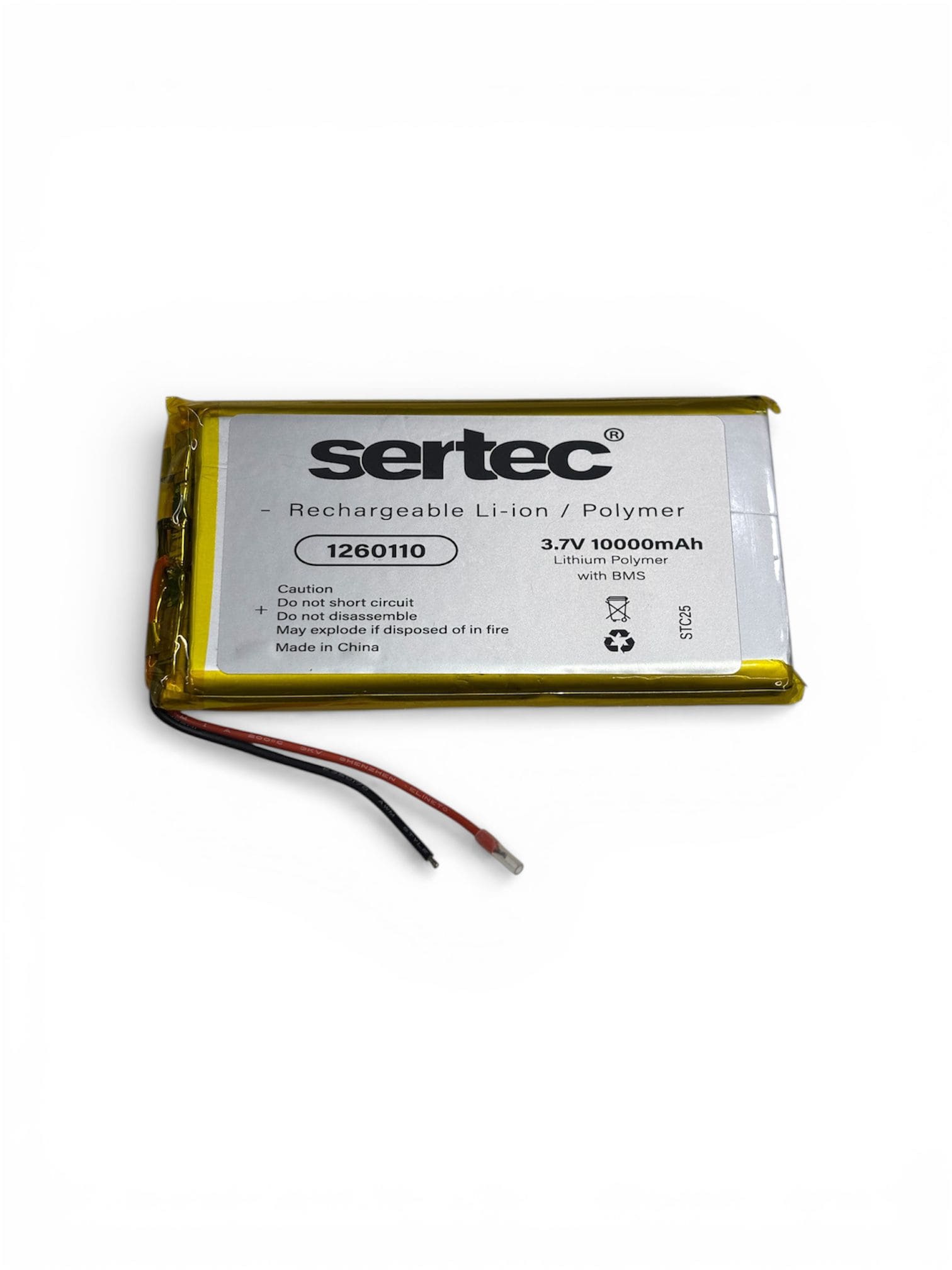 sertec-1260110-3-7v-10-000mah-10008-1.jpg Sertec 1260110 3.7V 10000 mAh Koruma Devreli Li-Po Pil - Görsel 1