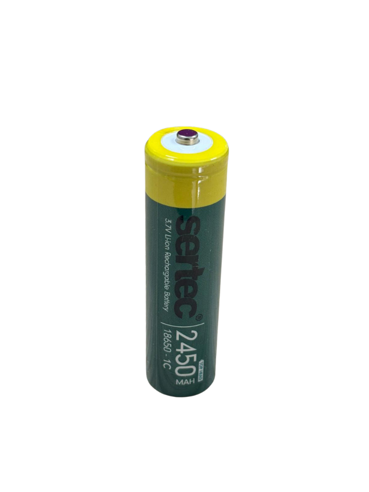 sertec-18650-3-7v-2450-mah-1c-9939-1.png Sertec 18650 3.7V 2450 mAh 1C Başlı (Button Top) Pil - Görsel 1