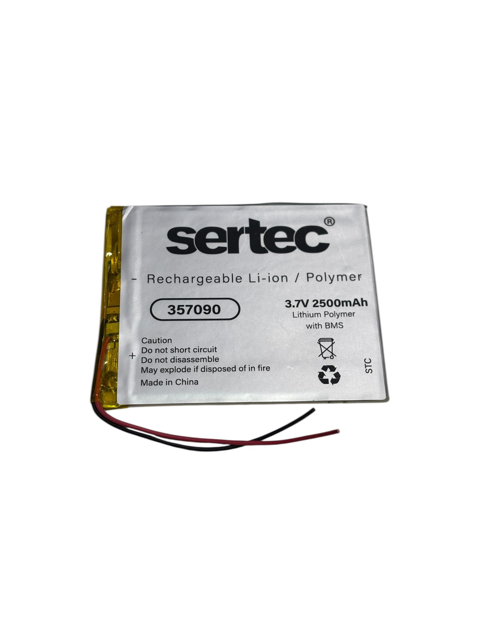 sertec-357090-3-7v-2500-mah-li-9953-1.jpg Sertec 357090 3.7V 3500 mAh Koruma Devreli Li-Po Pil - Görsel 1