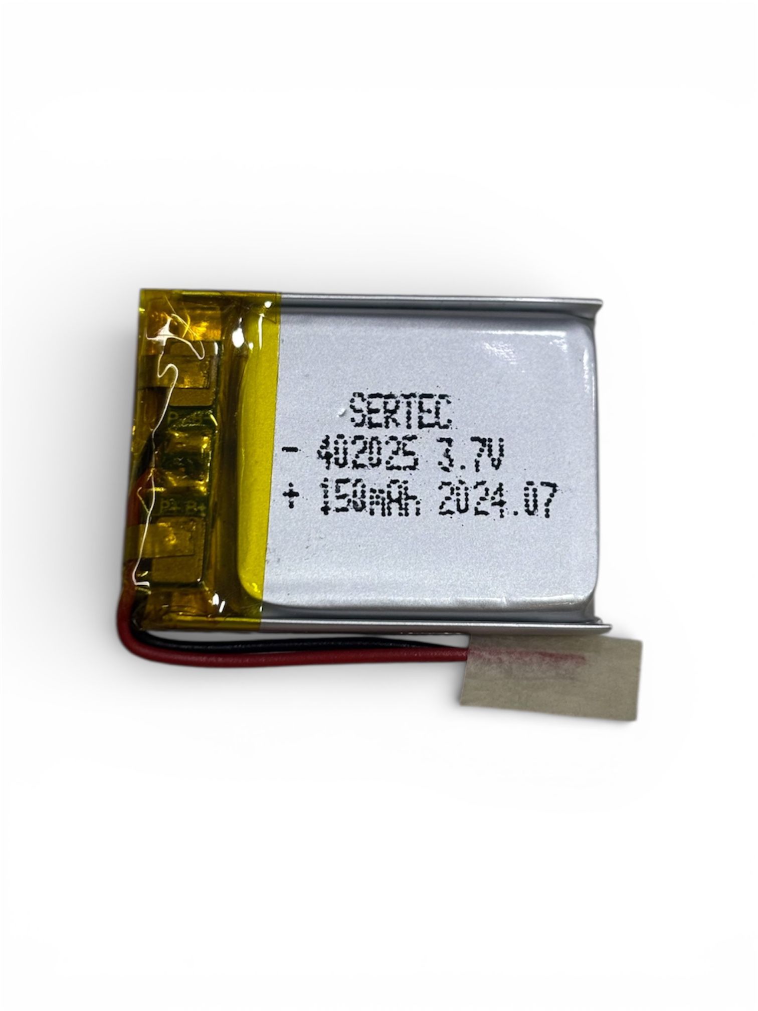 sertec-402025-3-7v-150-mah-li-18054-1.jpg Sertec 402025 3.7V 150 mAh Koruma Devreli Li-Po Pil - Görsel 1