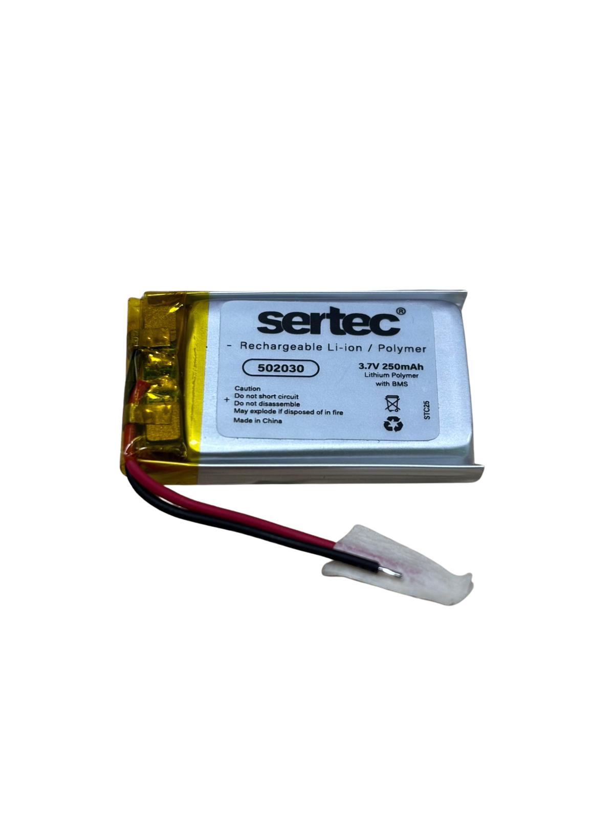 sertec-502030-3-7v-250-mah-li-9958-1.png Sertec 502030 3.7V 250 mAh Koruma Devreli Li-Po Pil - Görsel 1