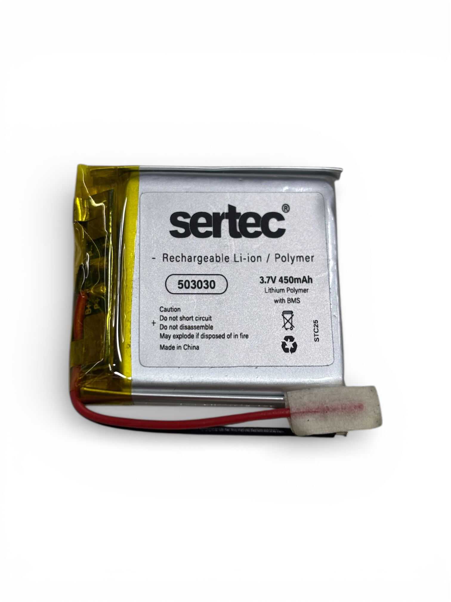 sertec-503030-3-7v-450mah-li-p-10006-1.jpg Sertec 503030 3.7V 450 mAh Koruma Devreli Li-Po Pil - Görsel 1