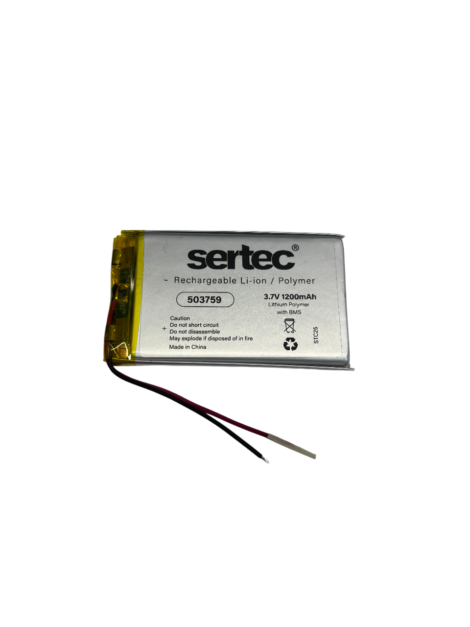 sertec-503759-3-7v-1200-mah-li-9956-1.png Sertec 503759 3.7V 1200 mAh Koruma Devreli Li-Po Pil - Görsel 1