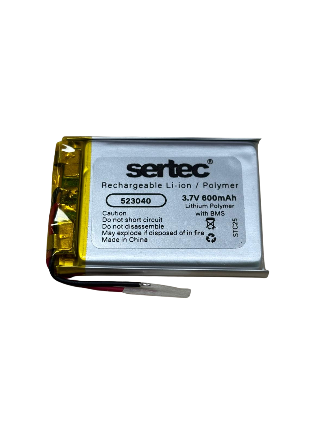 sertec-523040-3-7v-600-mah-li-9961-1.png Sertec 523040 3.7V 600 mAh Koruma Devreli Li-Po Pil - Görsel 1