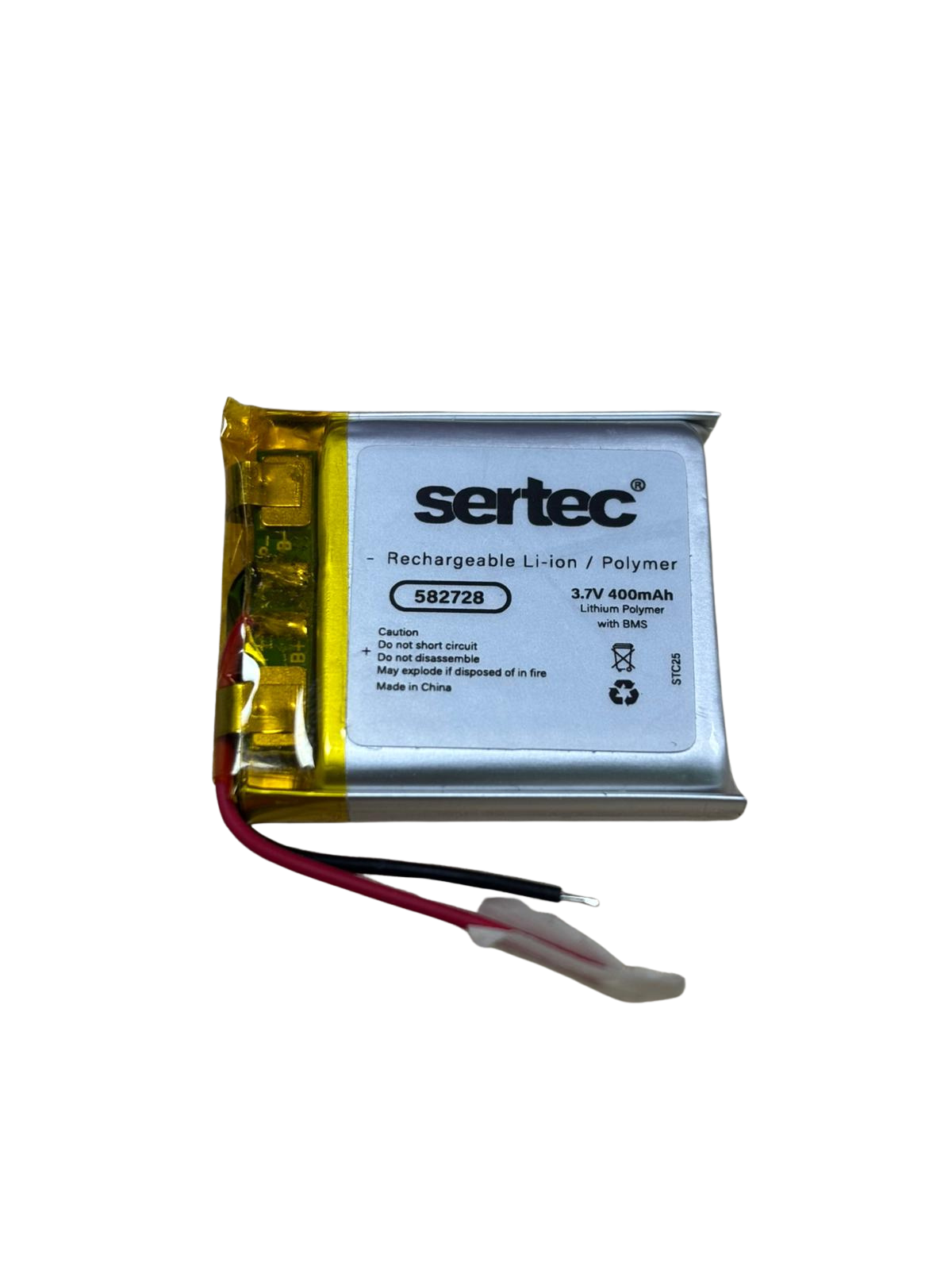 sertec-582728-3-7v-400-mah-li-9986-1.png Sertec 582728 3.7V 400 mAh Koruma Devreli Li-Po Pil - Görsel 1