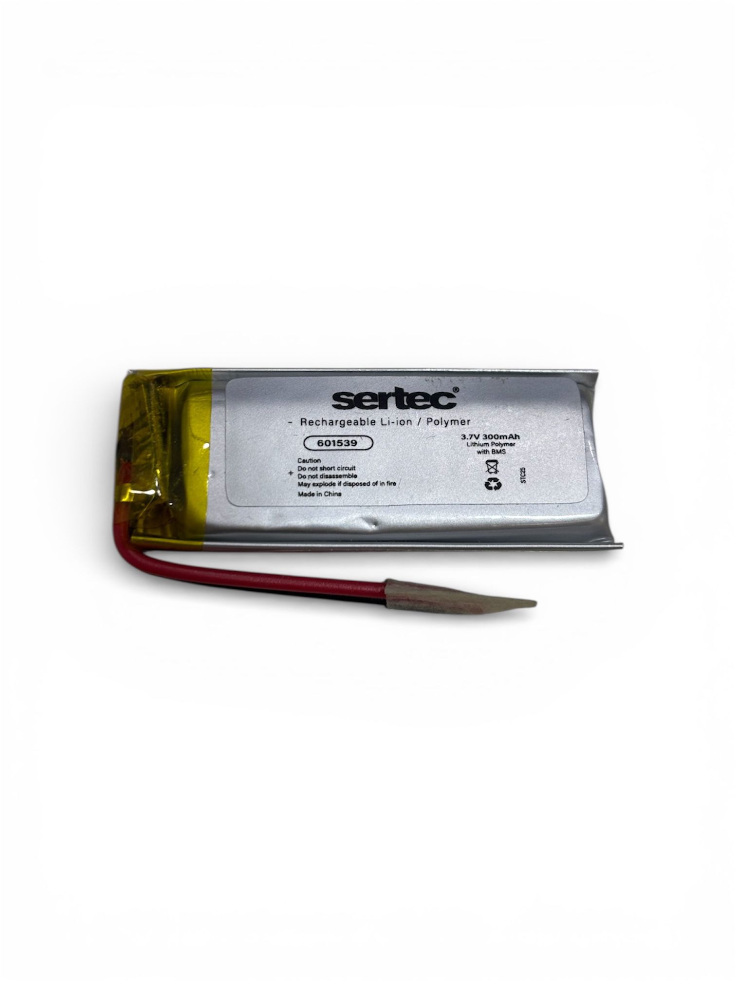 sertec-601539-3-7v-300-mah-li-18053-1.jpg Sertec 601539 3.7V 300 mAh Koruma Devreli Li-Po Pil - Görsel 1