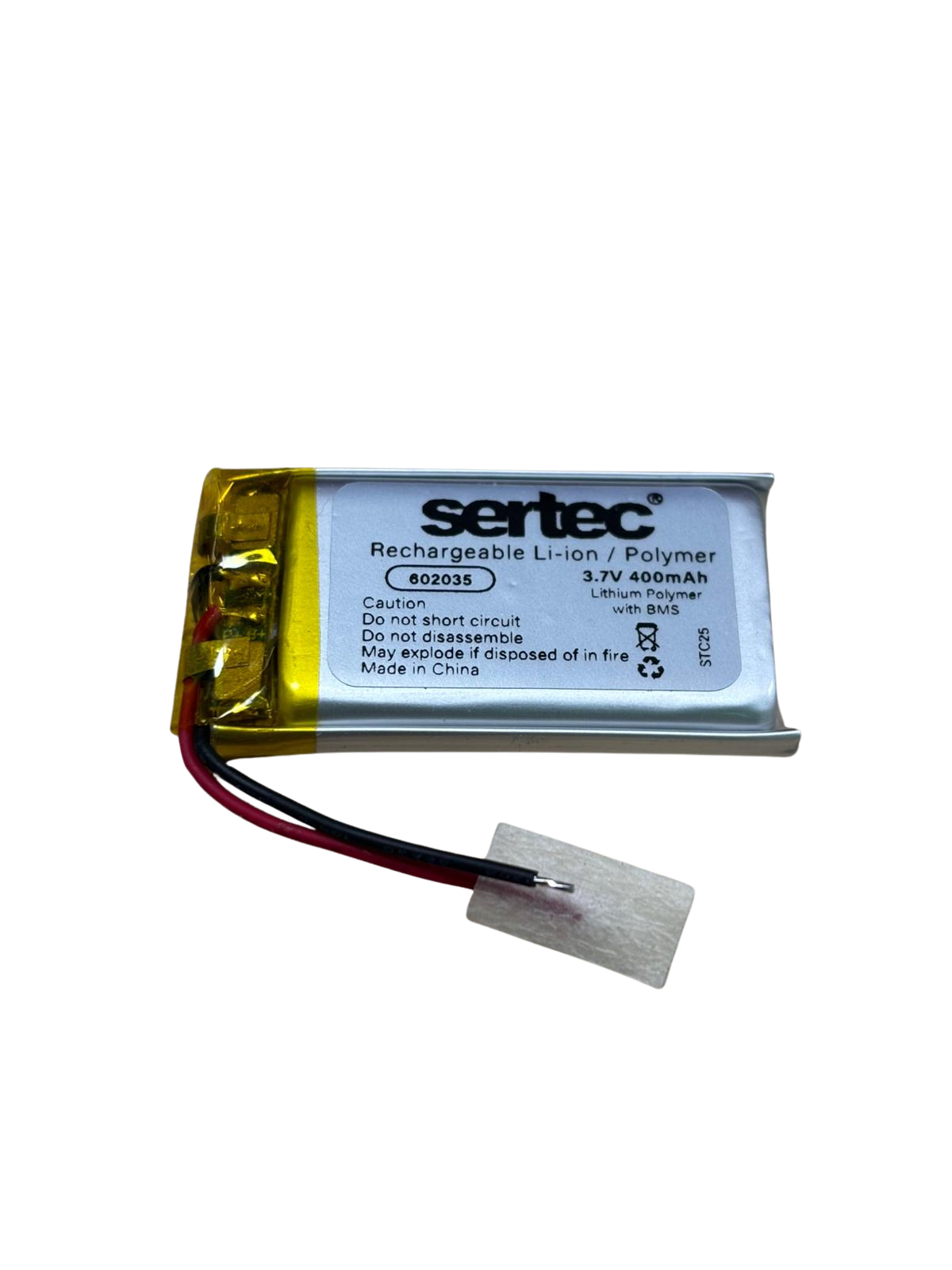 sertec-602035-3-7v-400mah-li-p-10000-1.png Sertec 602035 3.7V 400 mAh Koruma Devreli Li-Po Pil - Görsel 1