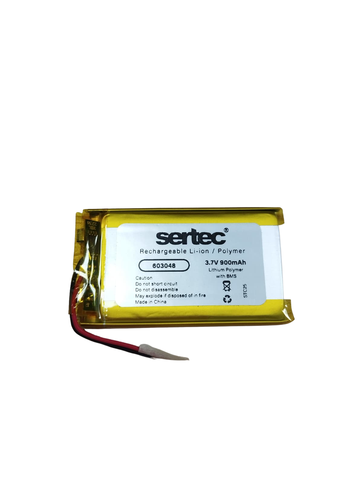 sertec-603048-3-7v-900-mah-li-9965-1.png Sertec 603048 3.7V 900 mAh Koruma Devreli Li-Po Pil - Görsel 1