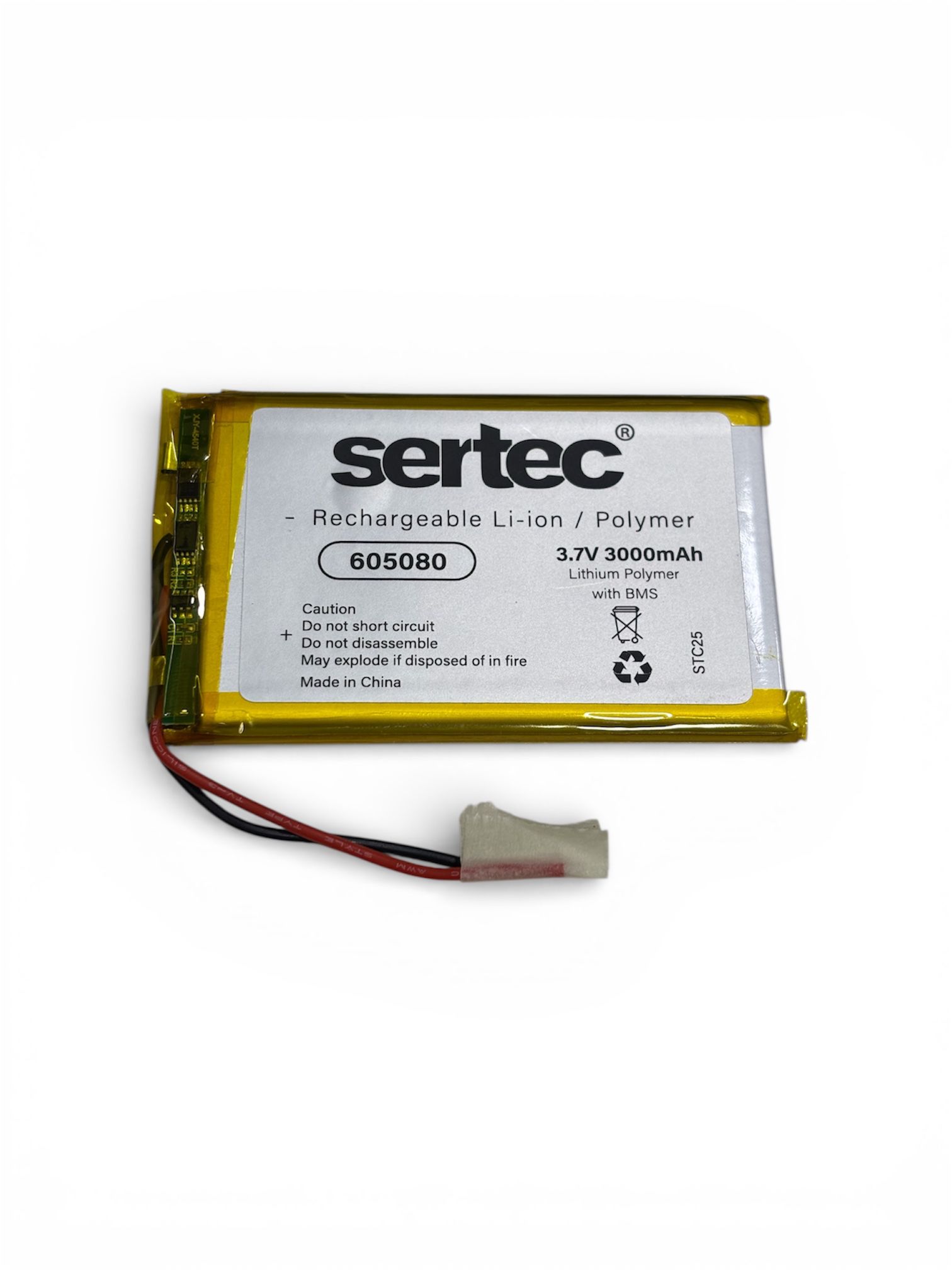 sertec-605080-3-7v-3000-mah-li-18052-1.jpg Sertec 605080 3.7V 3000 mAh Koruma Devreli Li-Po Pil - Görsel 1
