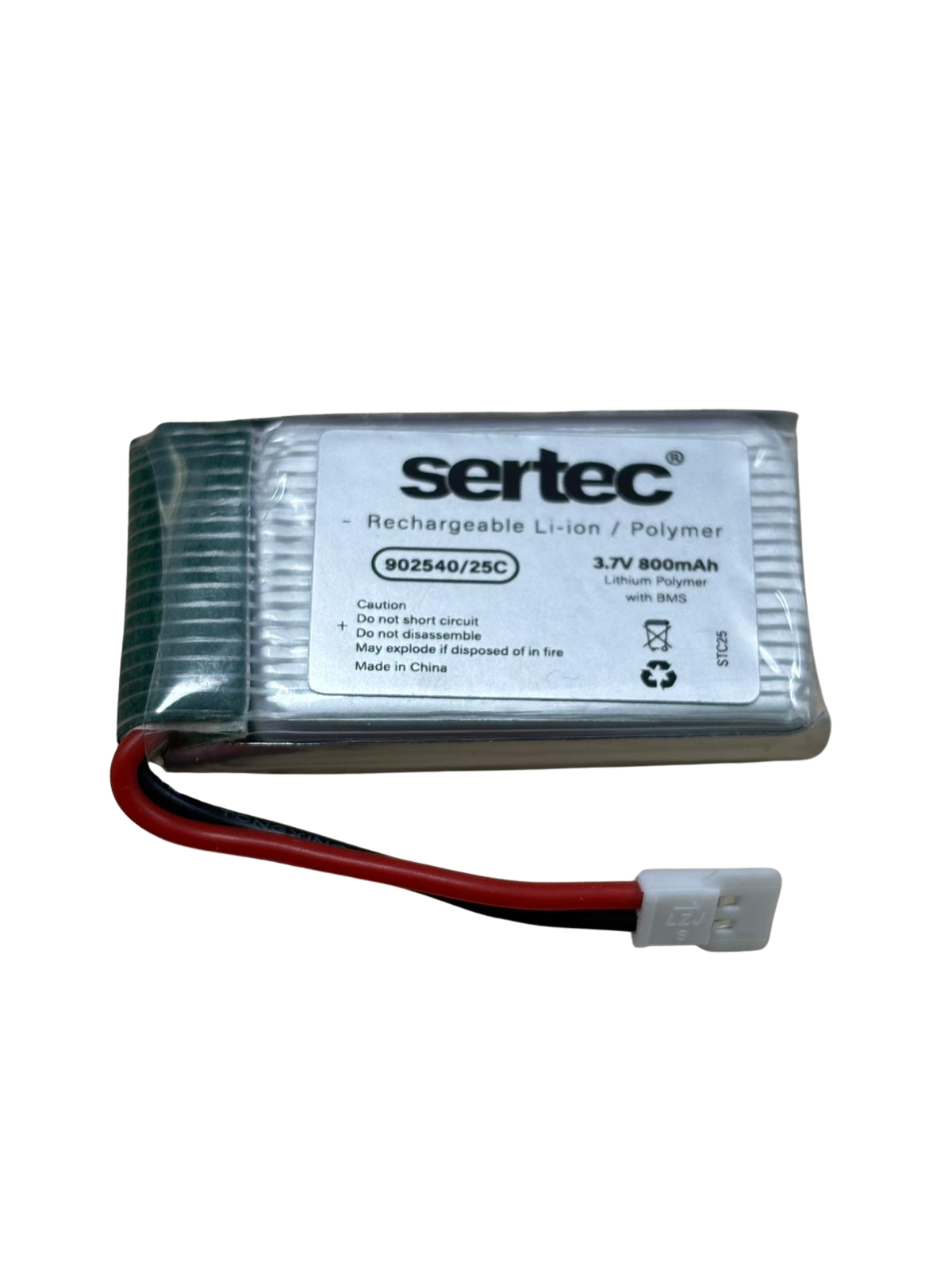 sertec-902540-3-7v-800ma-9884-1.png Gene 902540 3.7V 800 mAh 25C Soketli Li-Po Pil - Görsel 1