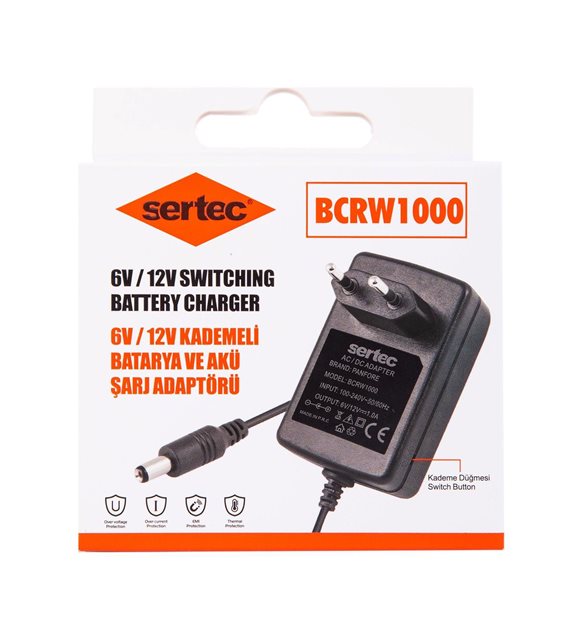 sertec-bcrw1000-6v-12v-1a-kade-10142-1.jpg Sertec BCRW1000 6V/12V 1A Akü ve Batarya Şarj Adaptörü - Görsel 1
