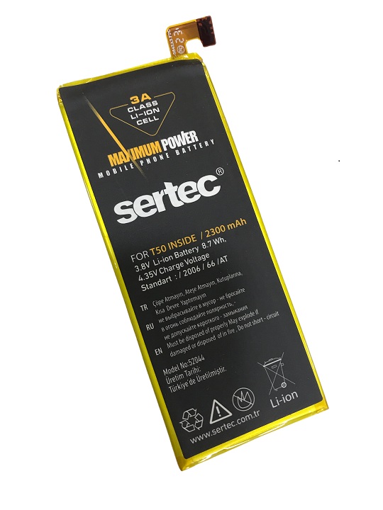 sertec-turkcell-t-50-uyumlu-10289-1.jpg Turkcell T-50 Uyumlu Dahili İç Batarya - 2300 mAh - Görsel 1