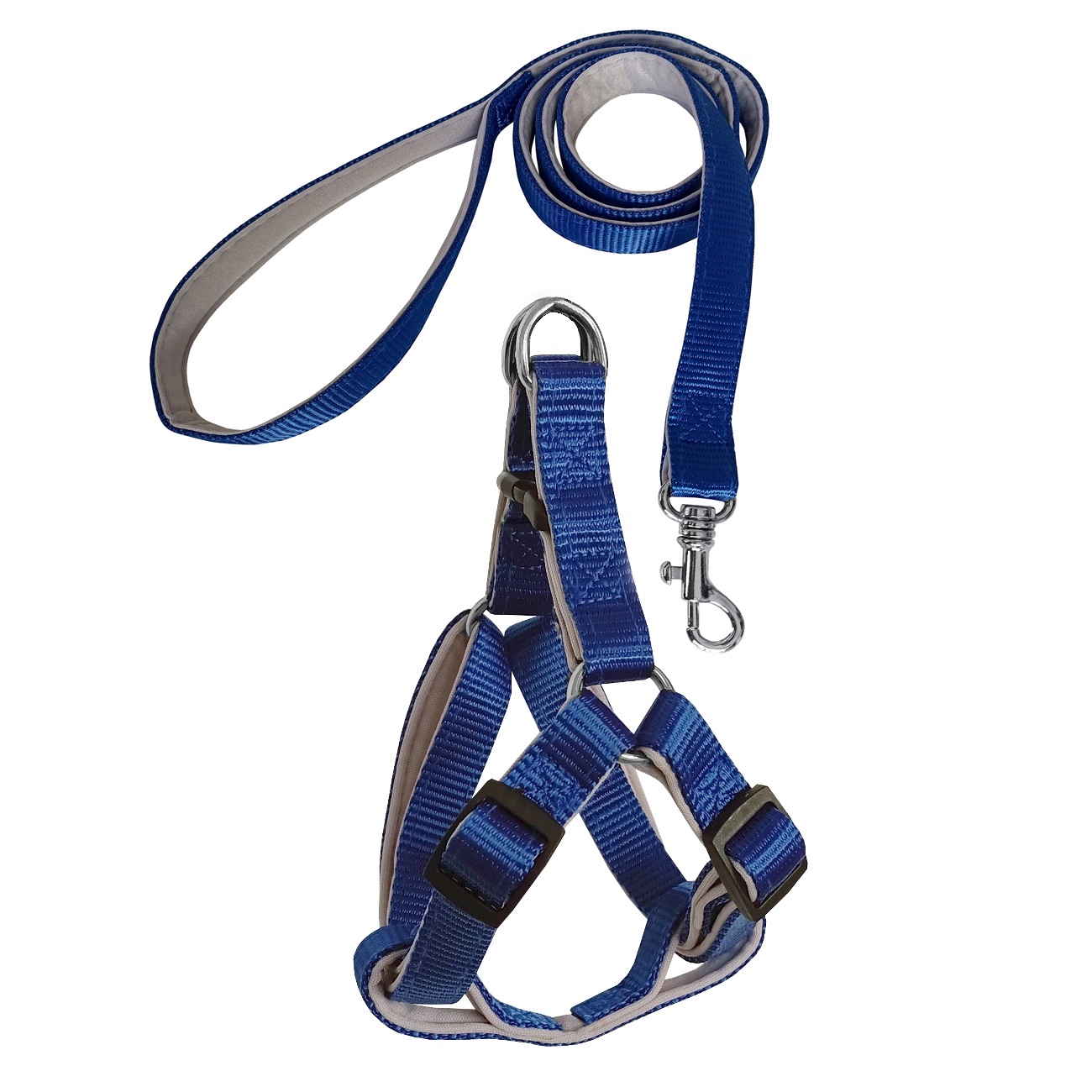 set-mavi-jpg653e2.jpg Gezdirme Kayışlı Dokuma Köpek Göğüs Tasma Seti 32*47-110 cm Mavi - Görsel 1