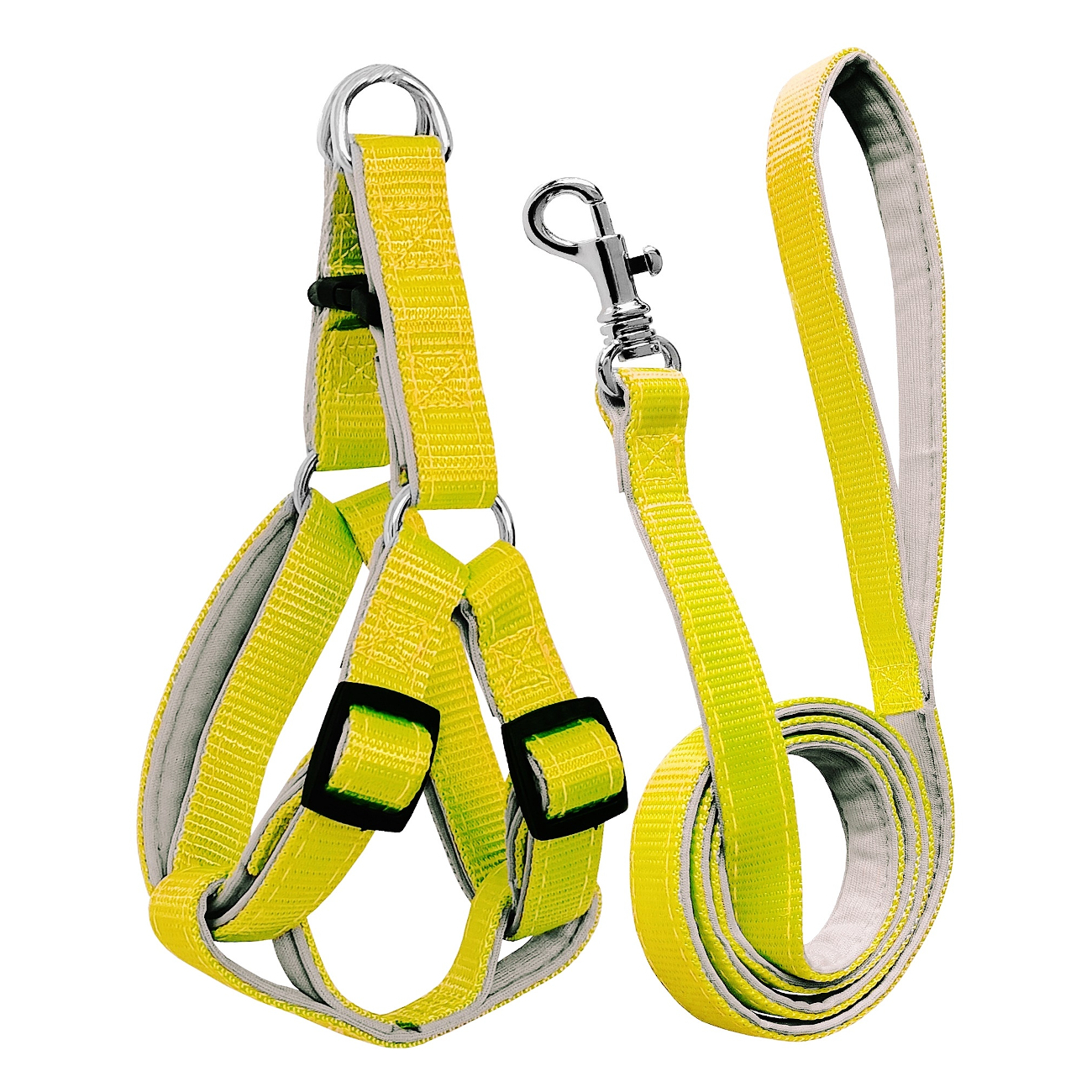 set-sari-jpg.jpg Gezdirme Kayışlı Dokuma Köpek Göğüs Tasma Seti 40*60-110 cm Sarı - Görsel 1