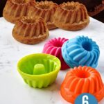 Silikon Göbekli Muffin CupCake Kalıbı - Sürekli Kullanım Muffin Kek Kalıbı 6 ADET