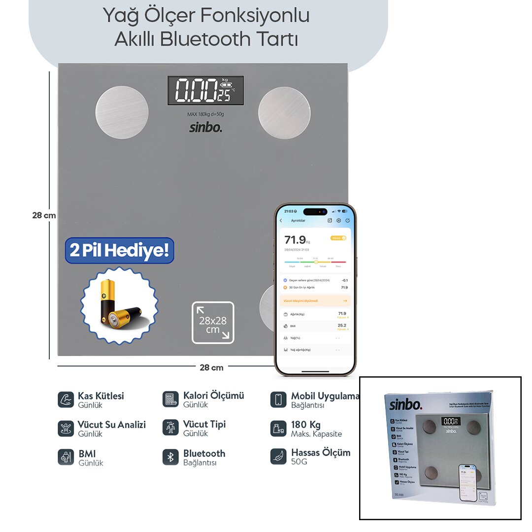 sinbo-sbs-4469-gri-yag-26042-1.jpg BASKÜL GRİ YAĞ ÖLÇER AKILLI BLUETOOTH CAM BASKÜL - Görsel 1