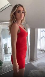 Sırt Dekolteli Kırmızı Mini Fantazi Elbise - Görsel 3