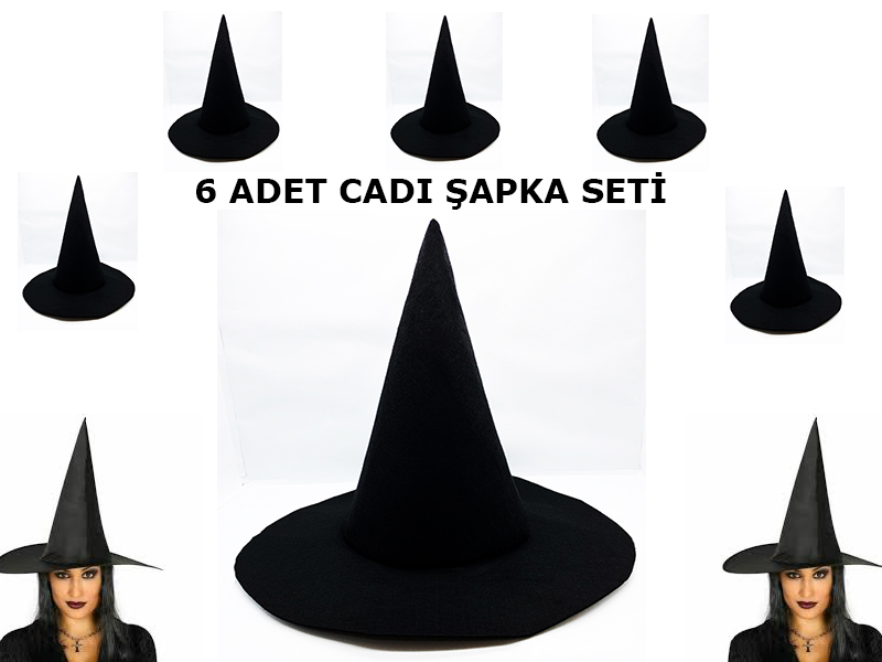 siyah-cadi-sapkasi-kece-yetiskin-resim-4294.jpg Siyah Cadı Şapkası Keçe Yetişkin Boy 6 Adet - Görsel 1