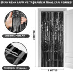 Siyah Renk Ekstra Metalize Parlak aklı Arka Fon Perde İthal A Kalite 1x2 Metre