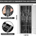 Siyah Renk Ekstra Metalize Parlak aklı Arka Fon Perde İthal A Kalite 1x2 Metre