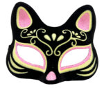 Siyah Renk Süet Kaplama Üzeri Pembe Sarı Simli Kedi Maskesi 17x14 cm - Görsel 2