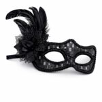 Siyah Tüylü B Maskesi Kadın Parti Aksesuarı - Görsel 2