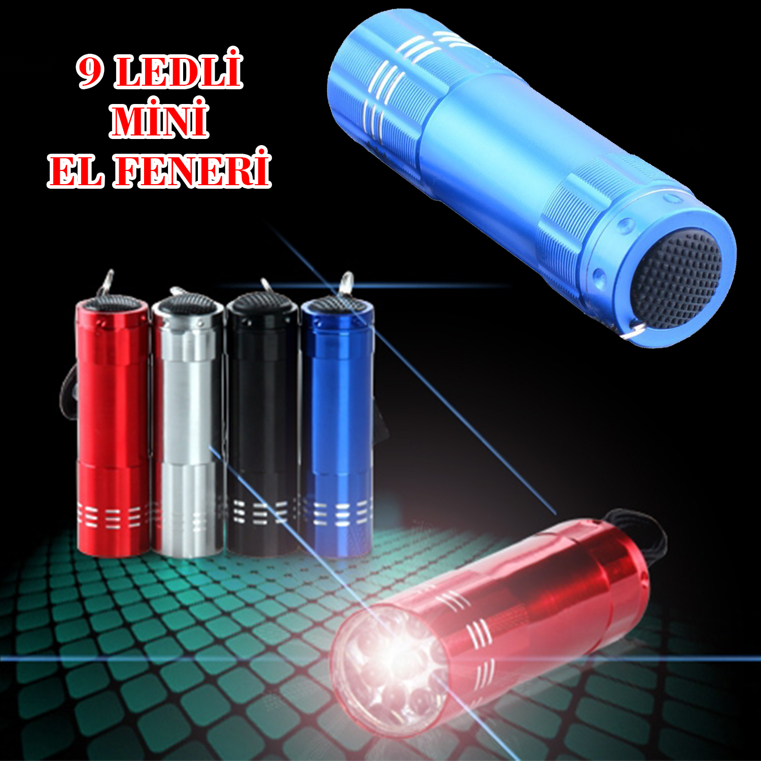 super-par-1749-1.jpg Süper Parlak 9 Ledli Metal Mini El Feneri - Görsel 1
