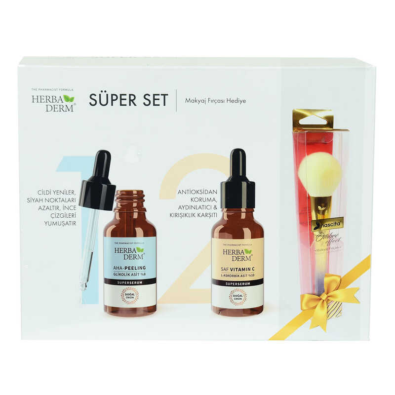 super-set-superserum-aha-peeling-30-ml-saf-vitamin-c-30-ml-hediye-makyaj-fircasi-herbaderm-32123-10-b.jpg Süper Set Superserum Aha-Peeling 30 ML + Saf Vitamin C 30 ML + Hediye Makyaj Fırçası - Görsel 1
