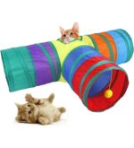 Gökkuşağı Desenli T Model Kedi Oyun Tüneli, Katlanabilir 50 x 75 cm - Görsel 5