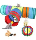 Gökkuşağı Desenli T Model Kedi Oyun Tüneli, Katlanabilir 50 x 75 cm - Görsel 6