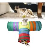 Gökkuşağı Desenli T Model Kedi Oyun Tüneli, Katlanabilir 50 x 75 cm - Görsel 4