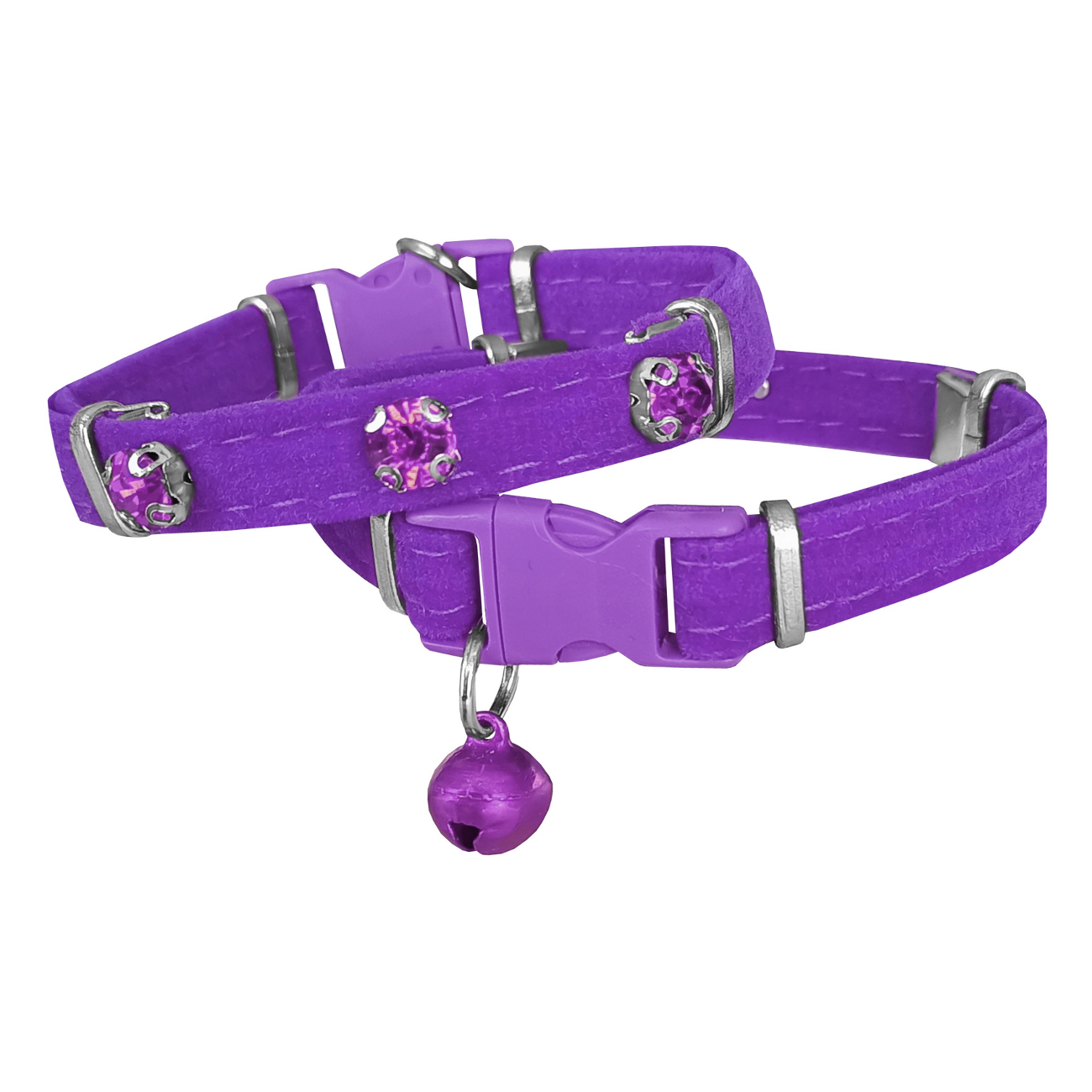 tas-mor-png.png Kadife Kedi Boyun Tasması Taşlı 20-32 cm Mor - Görsel 1