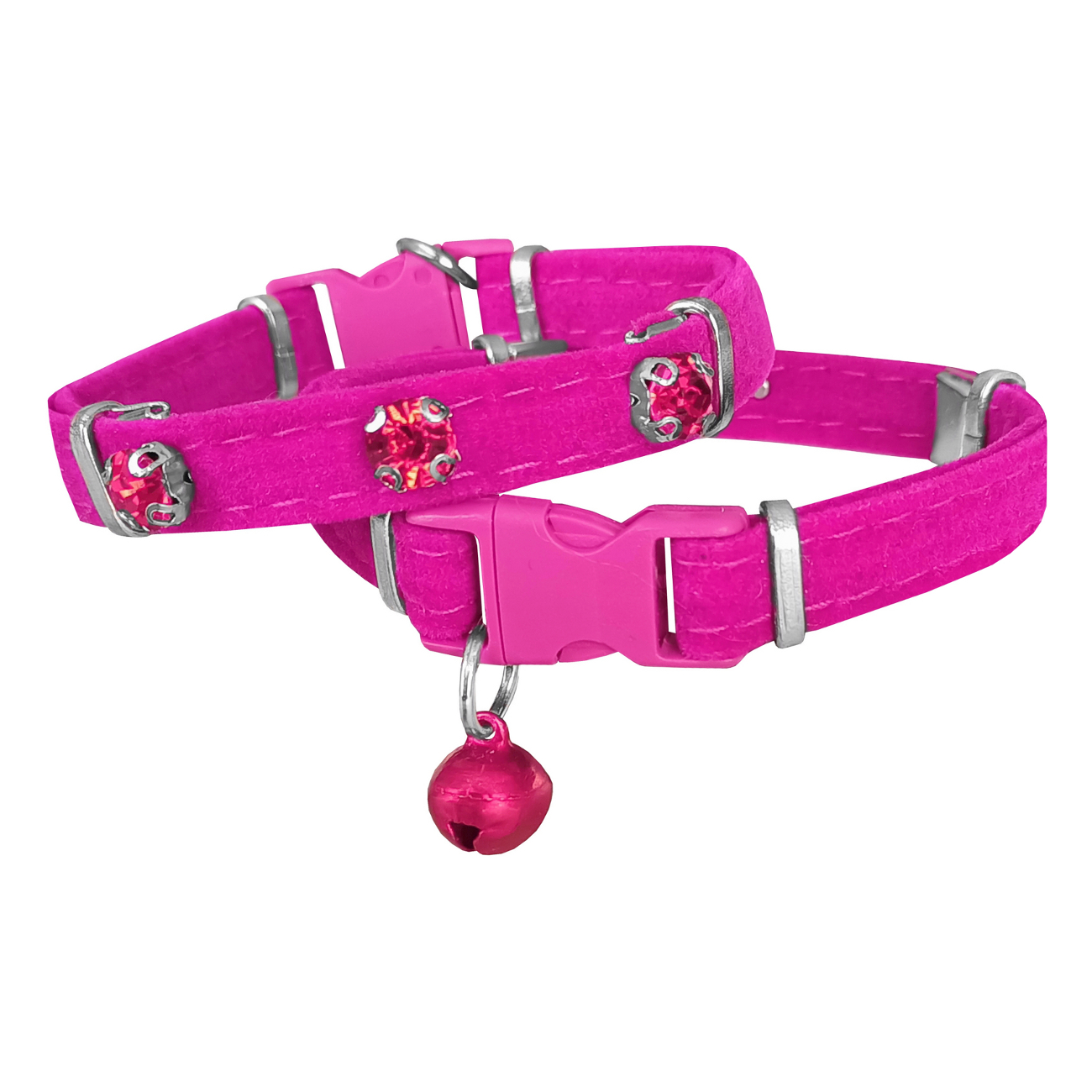 tas-pembe-png.png Kadife Kedi Boyun Tasması Taşlı 20-32 cm Pembe - Görsel 1