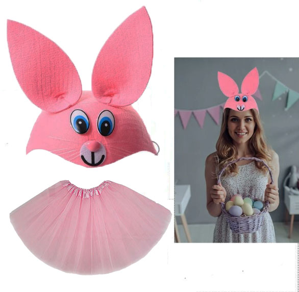 tavsan-kostumu-pembe-23-nisan-resim-3661.jpg Tavşan Kostümü Pembe - 23 Nisan Tavşan Şapka ve Tütü Etek Seti 2 Parça - Görsel 1