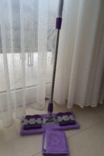 Teleskobik Cam Yer Tavan Silme - İstediğin Bezi Tak Kullan - 4 Mandallı -Yedek Bezli Mop Seti - Görsel 2