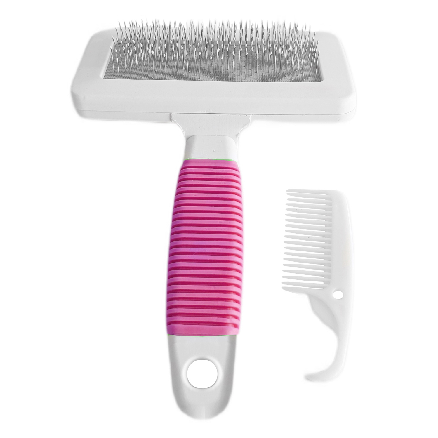 telli-tarak-pembe-2-jpg.jpg Temizleme Aparatlı Kedi Köpek Tarağı 9.5 cm-14 cm Medium Pembe - Görsel 1