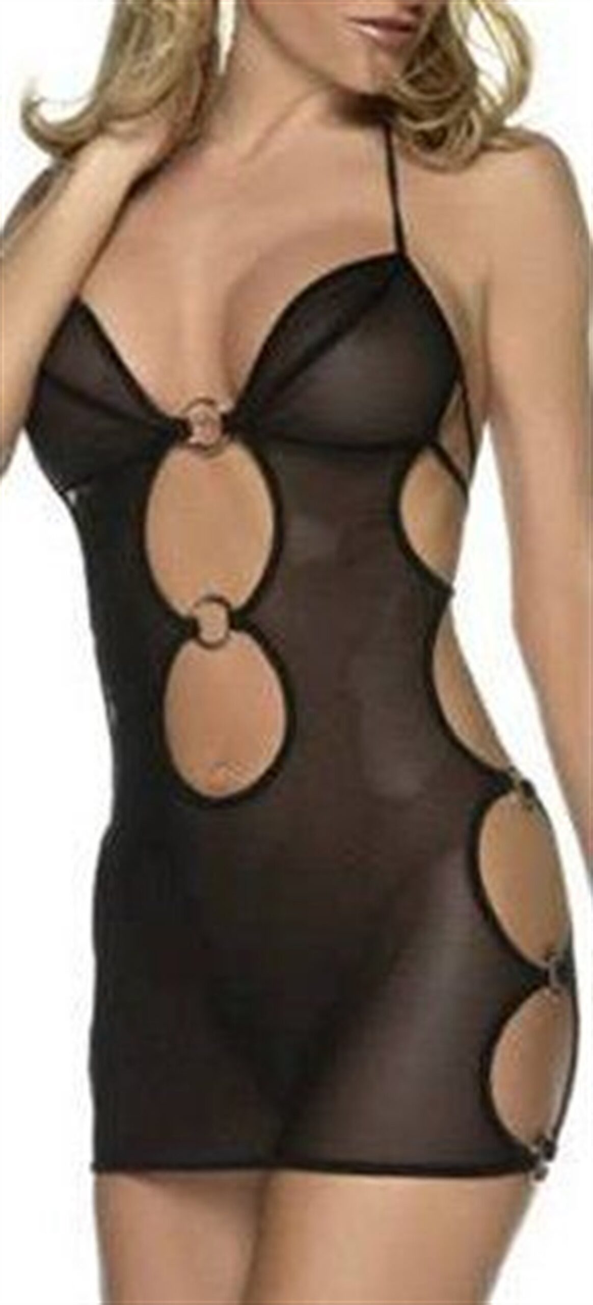 terry-pau-tp060763-transparan-19336-1.jpg Metal Detaylı Transparan Fantazi Babydoll - Görsel 1