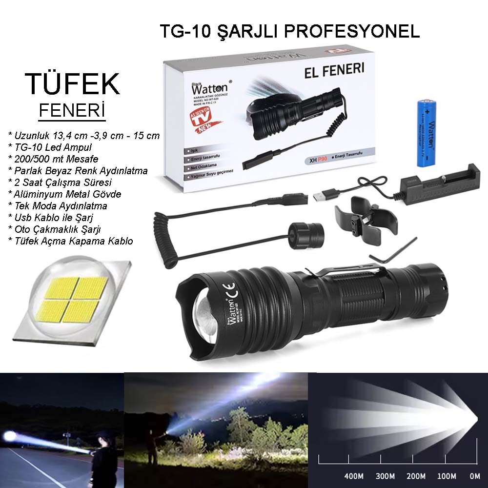 tg-10-sarjli-profesyonel-av-f-18229-1.jpg TG-10 ŞARJLI PROFESYONEL AV FENERİ WATTON WT-620 - Görsel 1