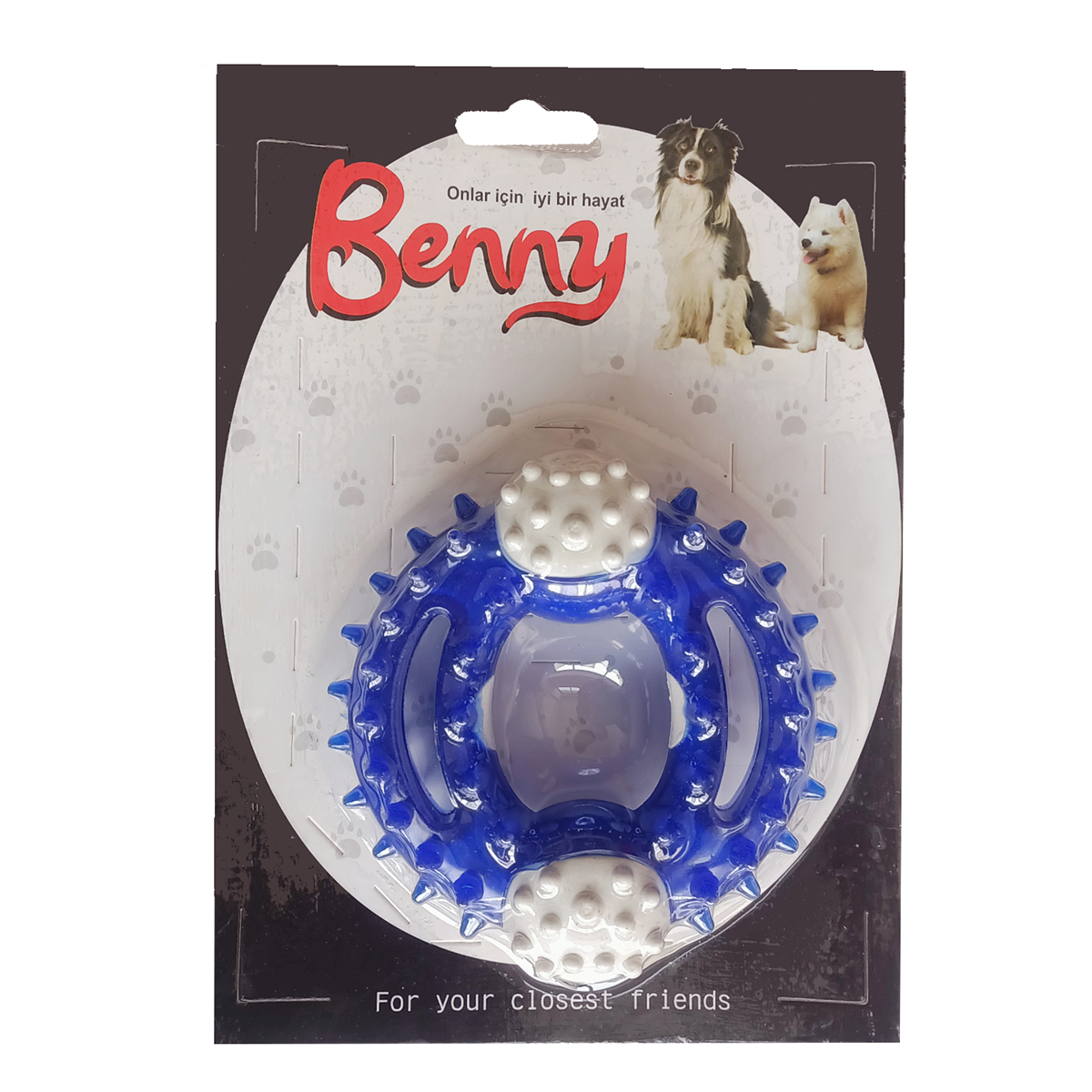 topuzlu-mavi-png.png Benny Diş Kaşıma Köpek Oyuncağı Yuvarlak 9,5 cm Mavi - Görsel 1